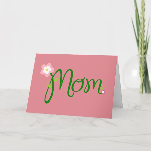 Cartão Mom Strawberry Pink Greeting Card (Frente)