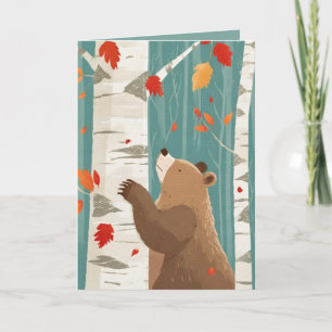Cartão Momentos de queda com um urso de floresta