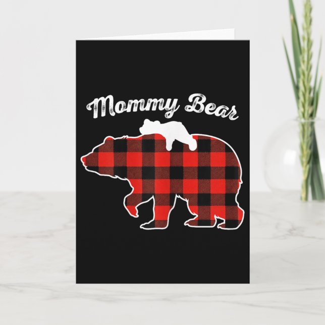 Cartão Mommy Bear Flannel Red Plaid Pajama Family Matchin (Frente)