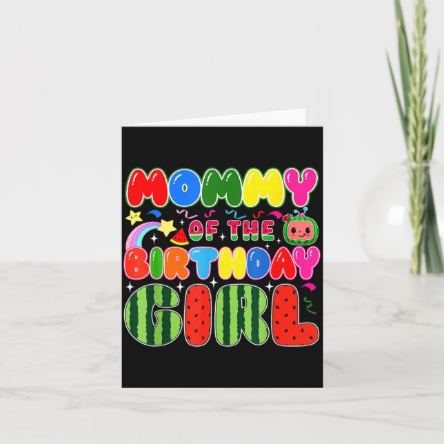 Cartão Mommy Of The Birthday Girl Melon Family Matching F (Frente)