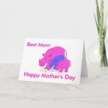 Cartão Mom's Day Hippo family<br><div class="desc">Happy Mother's Day.,  customizable card. A pink hippo Mom and family,  and add text inside.Fully customizable,  no extra cost,  box provided to make personalization easy. Font and color set already.</div>