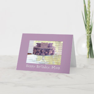 Cartão Mom's Purple Flower Birthday Cake Greeting Card