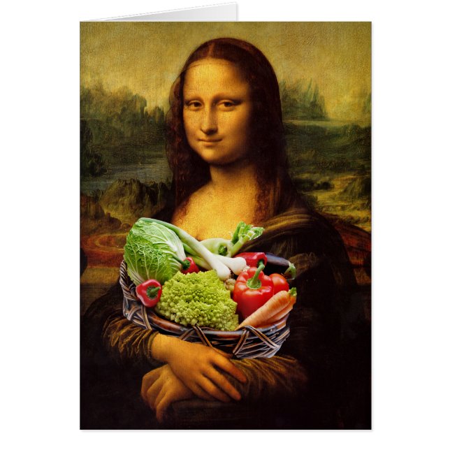 Cartão Mona Lisa ama legumes (Frente)