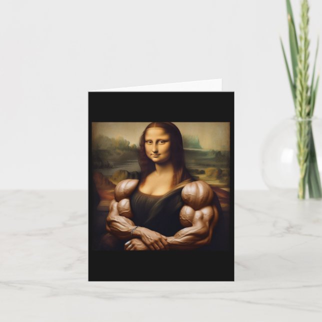 Cartão Mona Lisa Bodybuilding Funny Gift 1 (Frente)
