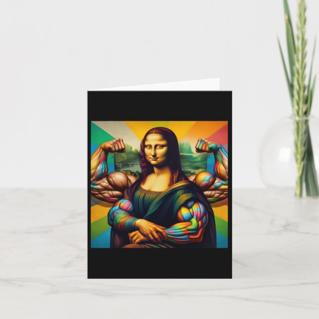 Cartão Mona Lisa Bodybuilding Funny Gift 2 (Frente)