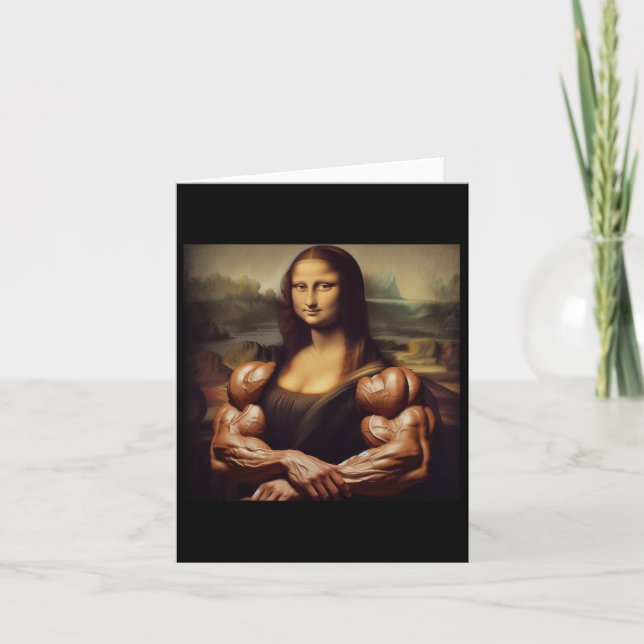 Cartão Mona Lisa Bodybuilding Funny Gift 4 (Frente)