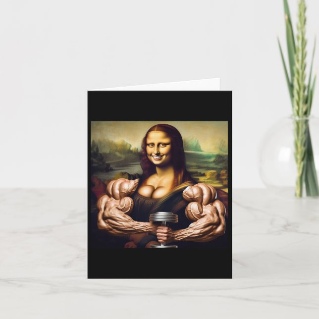Cartão Mona Lisa Bodybuilding Funny Gift 5 (Frente)