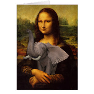 Cartão Mona Lisa Com Elefante