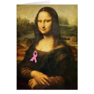 Cartão Mona Lisa com fita cor-de-rosa