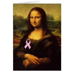 Cartão Mona Lisa Com Fita Rosa