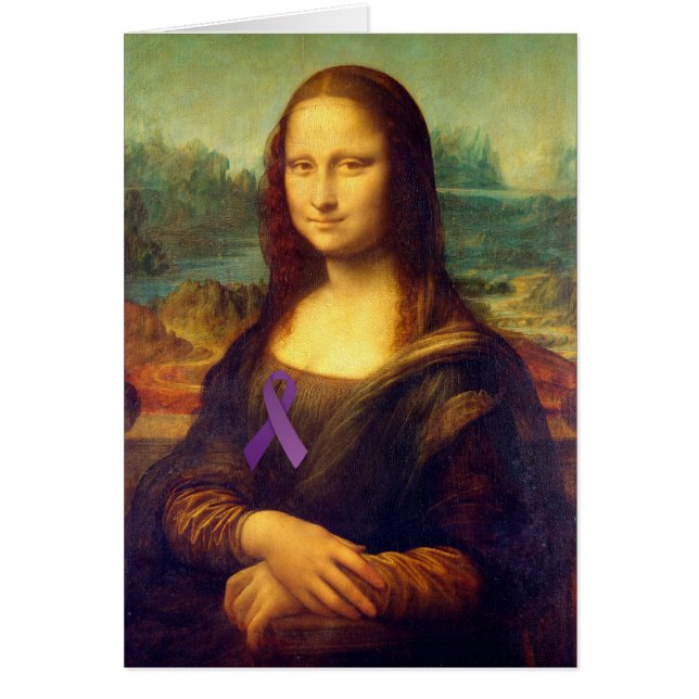 Cartão Mona Lisa Com Fita Roxa (Frente)