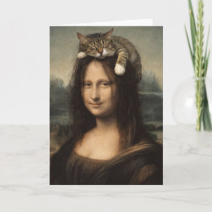 Cartão Mona Lisa Com Gato Adormecido