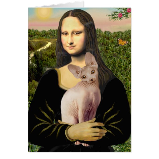Cartão Mona Lisa - Cream Sphynx cat (Frente)