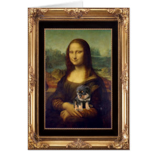 Cartão Mona Lisa e seu Rottweiler