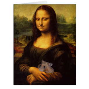 Cartão Mona Lisa Engraçada Com Um Pequeno Hamster
