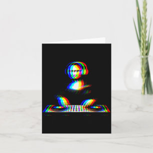 Cartão Mona Lisa Engraçada Dj Varwave Techno Rave Edm Mús