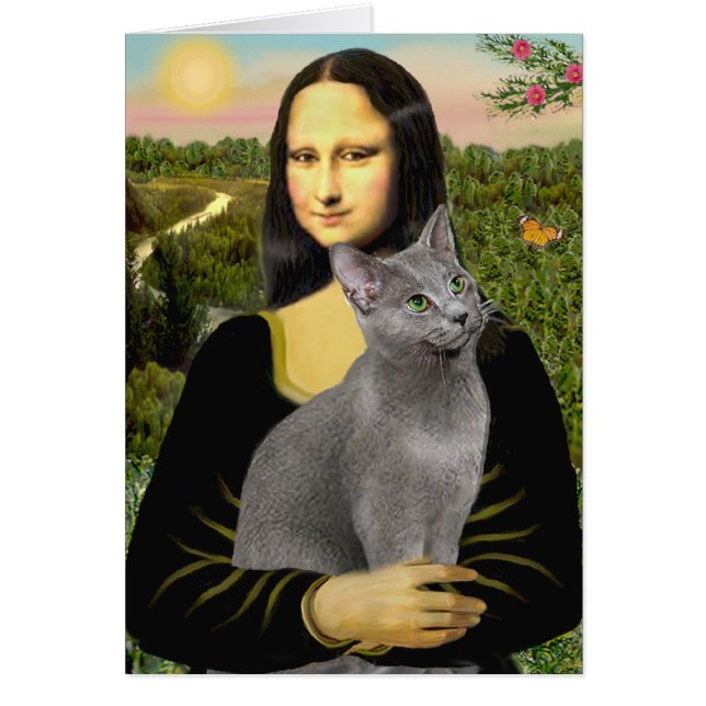 Cartão Mona Lisa - gato Azul Russo (Frente)