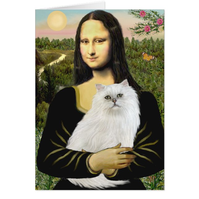 Cartão Mona Lisa - Gato Persa Branco 13 (Frente)