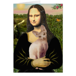 Cartão Mona Lisa - Gato Sphynx creme