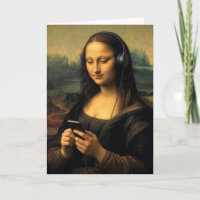 Mona Lisa Moderna de Aniversário com Smartphone