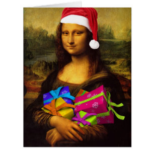 Cartão Mona Lisa Santa Claus
