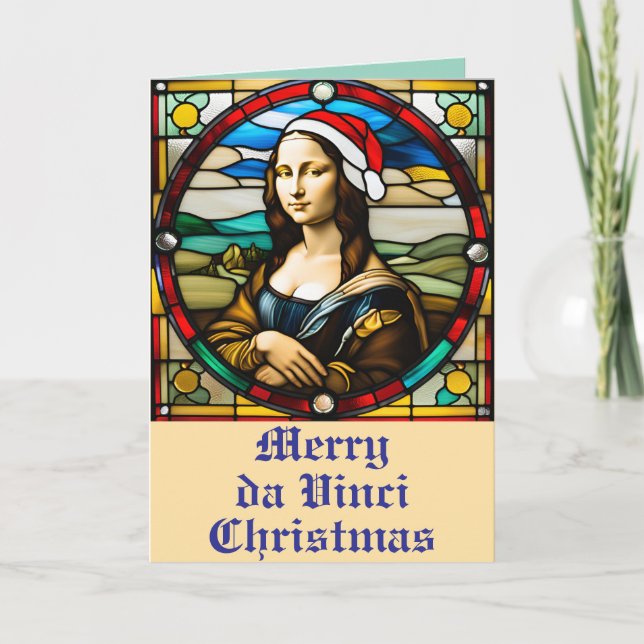 Cartão Mona Lisa Vidro Colorido Natal (Frente)