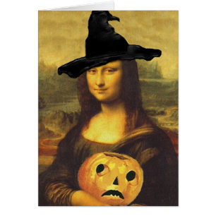 Cartão Mona Lisa Witch JOL Bompkin Feliz Dia das Bruxas