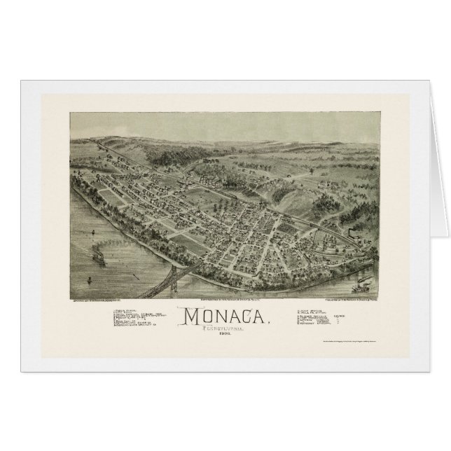 Cartão Monaca, mapa panorâmico do PA - 1900 (Frente Horizontal)