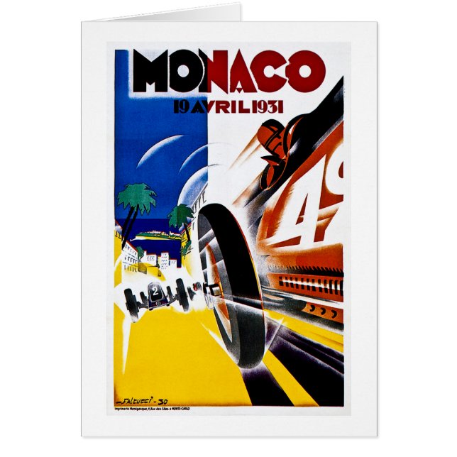 Cartão Monaco 1931 Prix grande - poster da raça do (Frente)