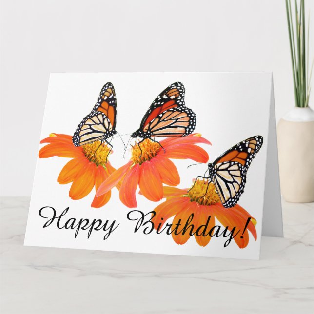 Cartão Monarch Butterflies Sunflower Flower Animal Floral (Frente)