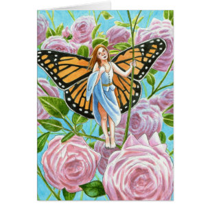 Cartão Monarch Fairy entre os Rosas