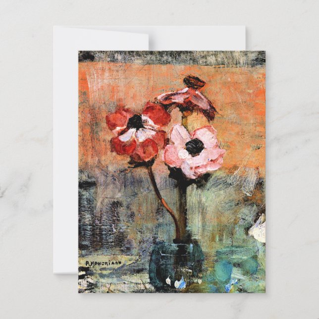 Cartão Mondrian - Anêmonas num Vase, (Frente)