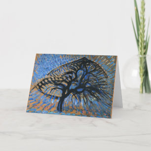 Cartão Mondrian - Árvore Apple, versão pontilhista,