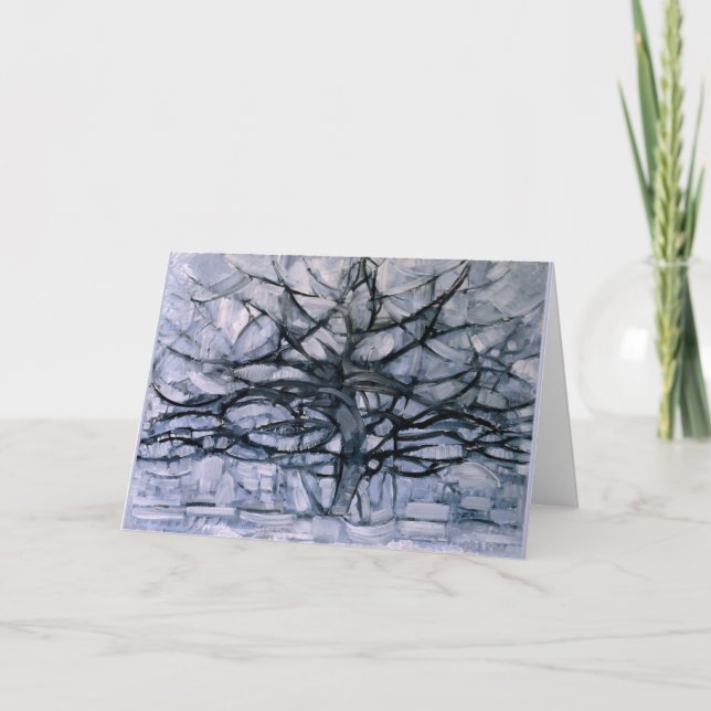 Cartão Mondrian - Árvore Cinza, pintura famosa, (Frente)