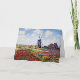 Cartão Monet Field of Tulips With Windmill Greeting Card