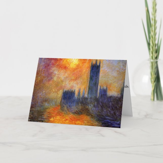 Cartão Monet - Parliament in the sun - impressionist art (Frente)