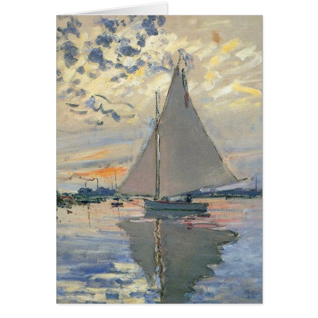 Cartão Monet Sailboat French Impressionism Classic Art (Frente)