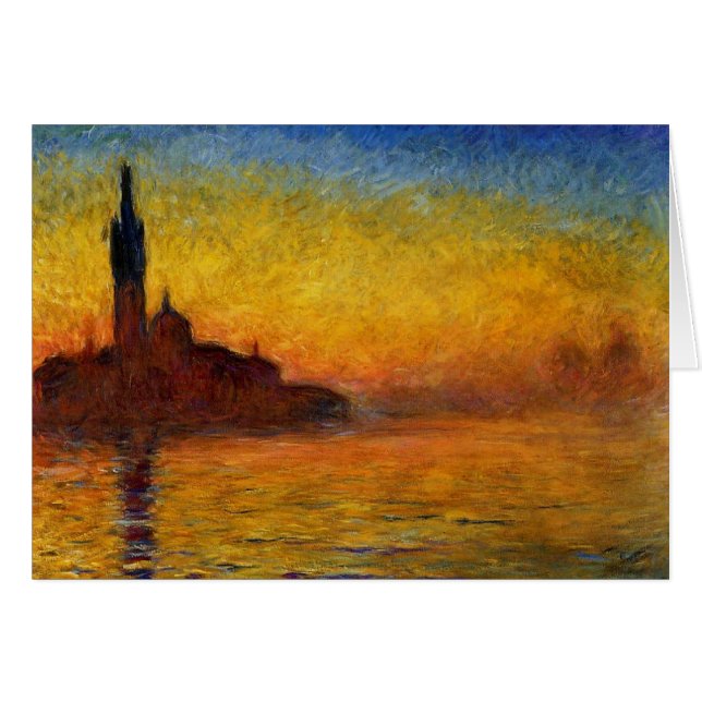 Cartão Monet Sunset Veneza Impressionismo Colorido Arte (Frente Horizontal)