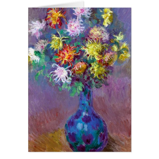 Cartão Monet Vaso de Chrysanthemes Flor (Frente)