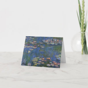 Cartão MONET Water Lilies 1916 blue tones Note Card