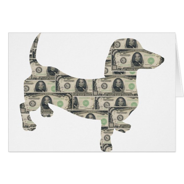 Cartão Money Dachshund Wall Street (Frente Horizontal)