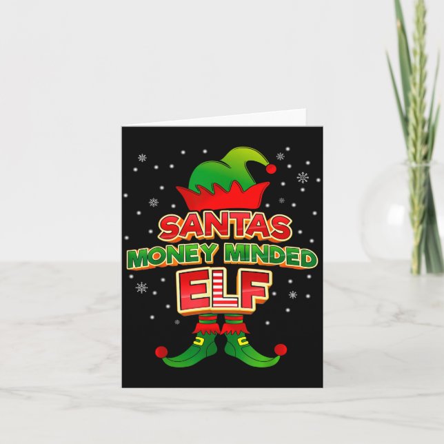 Cartão Money Minded Elf Christmas Matching Costumes X-mas (Frente)