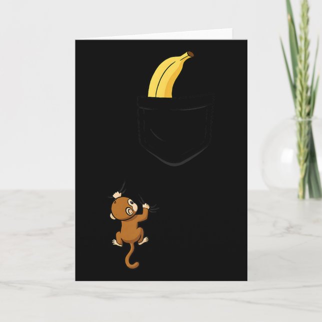 Cartão Monkey Climbs For Banana Funny Animal Cket Design  (Frente)