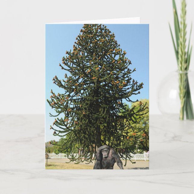 Cartão Monkey Puzzle & Puzzled Gorilla. (Frente)