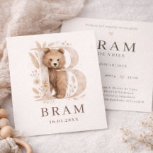 Monogram Beer Neutraaal Bosdier Jongen Geboorte