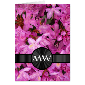 Cartão Monograma das flores rosas Rhododendron