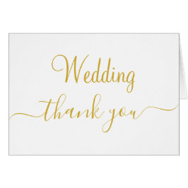 Cartão Monograma Dourado Branco Casamento Obrigado