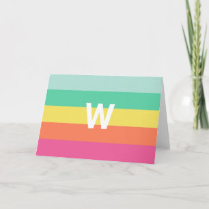 Cartão Monograma Rainbow Sherbet Color Block Personalizad