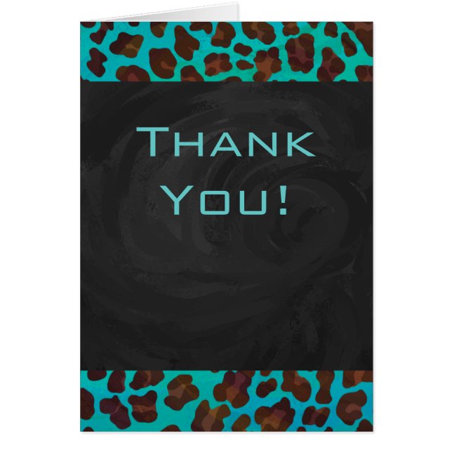 Cartão Monograma Teal e Brown Leopardo (Frente)