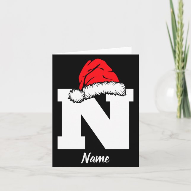 Cartão Monogrammed Family Christmas With Name  (Frente)